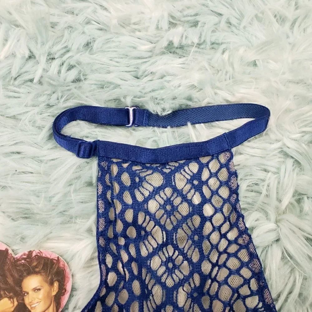 VS Blue High neck Unlined Bra Fish Net 32 B - Picture 6 of 6